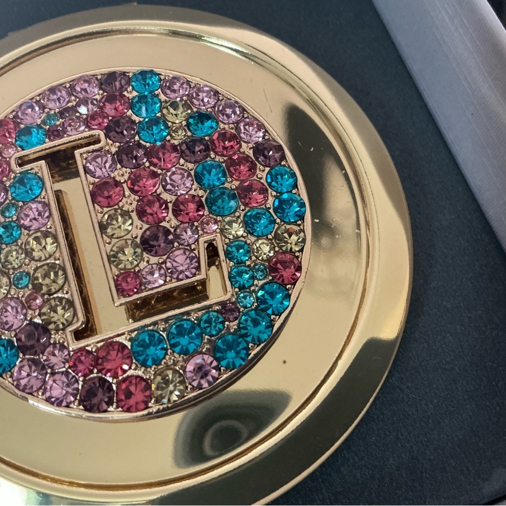 NWT MIXIT Luxe Monet JCPenney L Gold Multicolor Rhinestone Compact Mirror - Picture 8 of 9